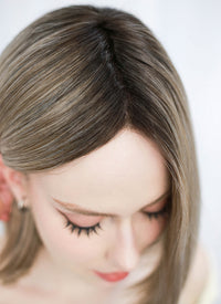 Balayage Blonde With Dark Roots Straight Bob Mono Top Lace Wig MN005