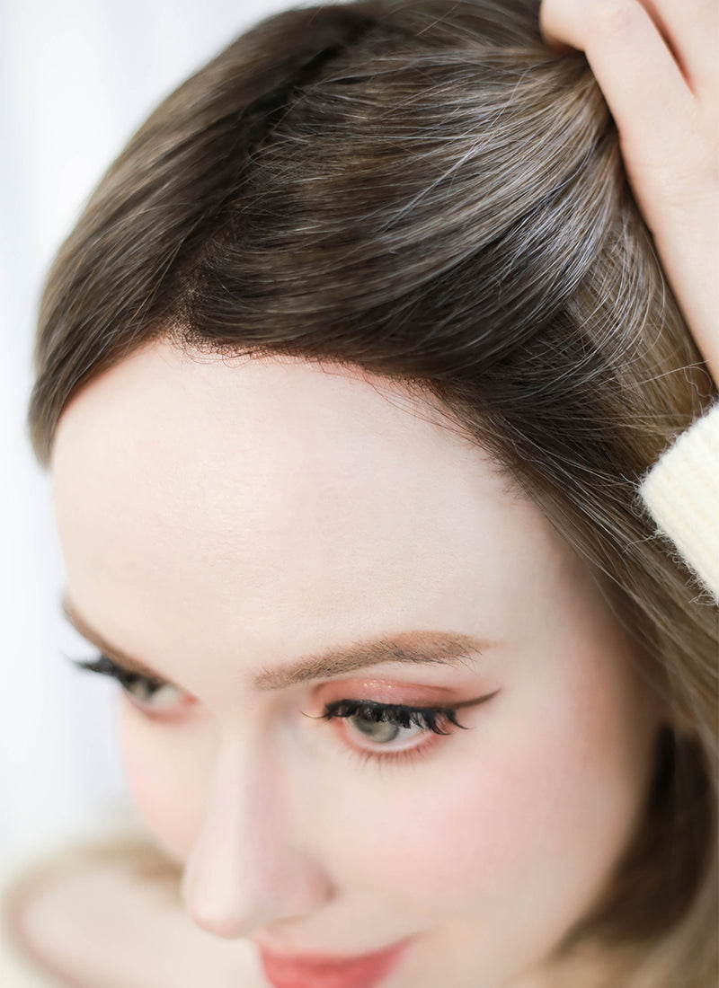 Balayage Blonde With Dark Roots Straight Bob Mono Top Lace Wig MN005