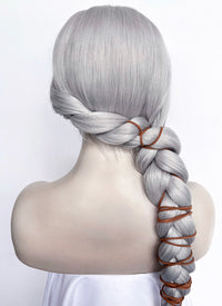 The Witcher IV Ciri Yaki Silver Grey Braided Lace Front Synthetic Wig LF2179