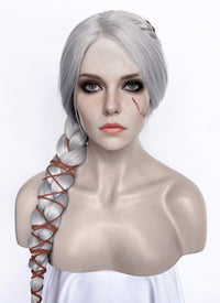 The Witcher IV Ciri Yaki Silver Grey Braided Lace Front Synthetic Wig LF2179