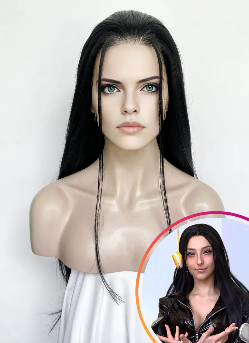 One Piece Nico Robin Jet Black Lace Front Synthetic Wig | WigIsFashion