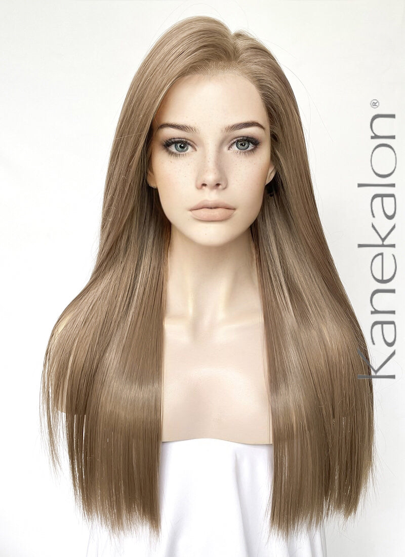 Ash Brown Straight Lace Front Kanekalon Synthetic Hair Wig WigIsFashion Wig Is Fashion
