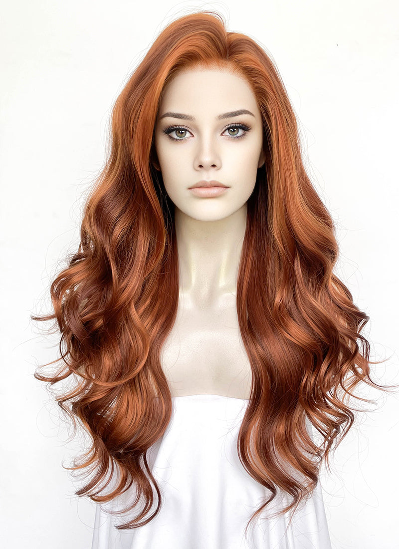 Mixed Auburn Wavy Lace Front Synthetic Wig | WigIsFashion