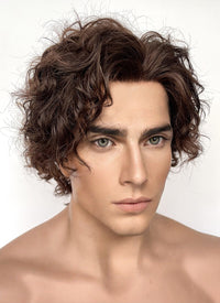 Wonka Timothee Chalamet Brunette Spiral Curly Lace Front Synthetic Hair Men's Wig LF6054