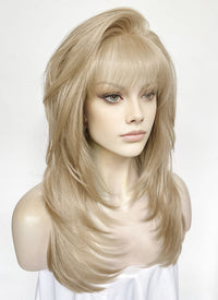 Ash Blonde Straight Lace Front Kanekalon Synthetic Hair Wig With Fuffy Bang LF8051
