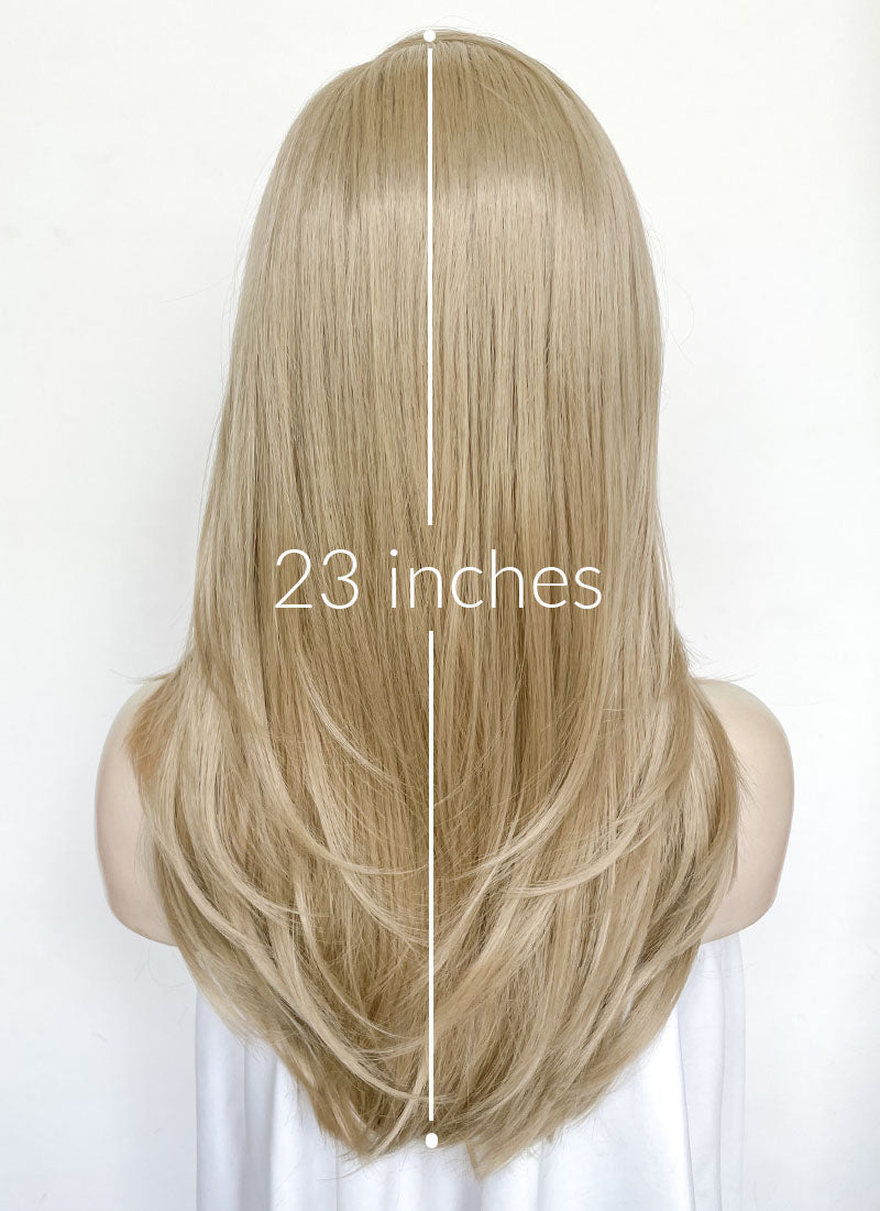 Ash Blonde Straight Lace Front Kanekalon Synthetic Hair Wig With Fuffy Bang LF8051