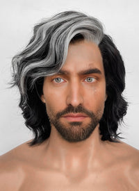 Clair Obscur: Expedition 33 Verso Black Mixed Silver Grey Wavy Lace Front Synthetic Men's Wig LF8067