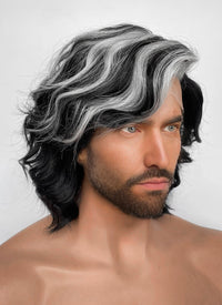Clair Obscur: Expedition 33 Verso Black Mixed Silver Grey Wavy Lace Front Synthetic Men's Wig LF8067