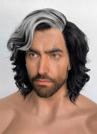 Clair Obscur: Expedition 33 Verso Black Mixed Silver Grey Wavy Lace Front Synthetic Men's Wig LF8067