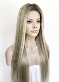 Mixed Blonde Money Piece Straight 13" x 6" Lace Top Lace Front Synthetic Wig LFS046