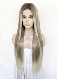 Mixed Blonde Money Piece Straight 13" x 6" Lace Top Lace Front Synthetic Wig LFS046