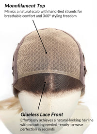 Mixed Blonde With Dark Roots Straight Bob Mono Top Lace Wig MN002