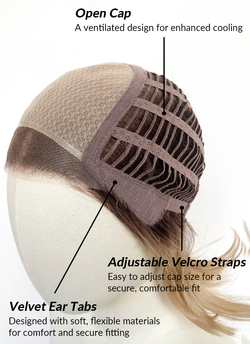 Mixed Blonde With Dark Roots Straight Bob Mono Top Lace Wig MN002