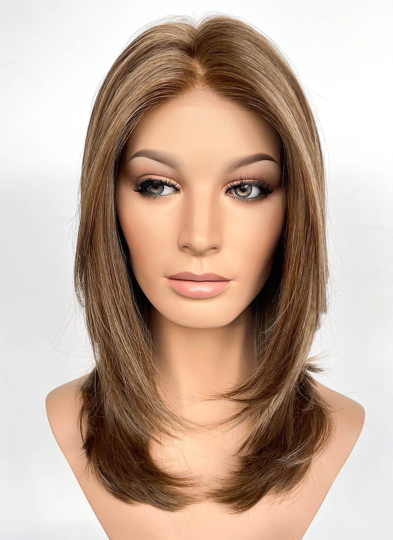 Brunette Straight Bob Mono Top Lace Wig MN009