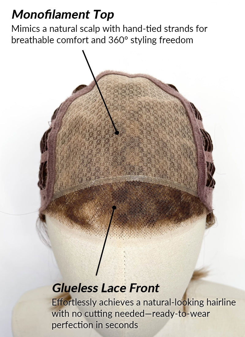 Brunette Straight Bob Mono Top Lace Wig MN009