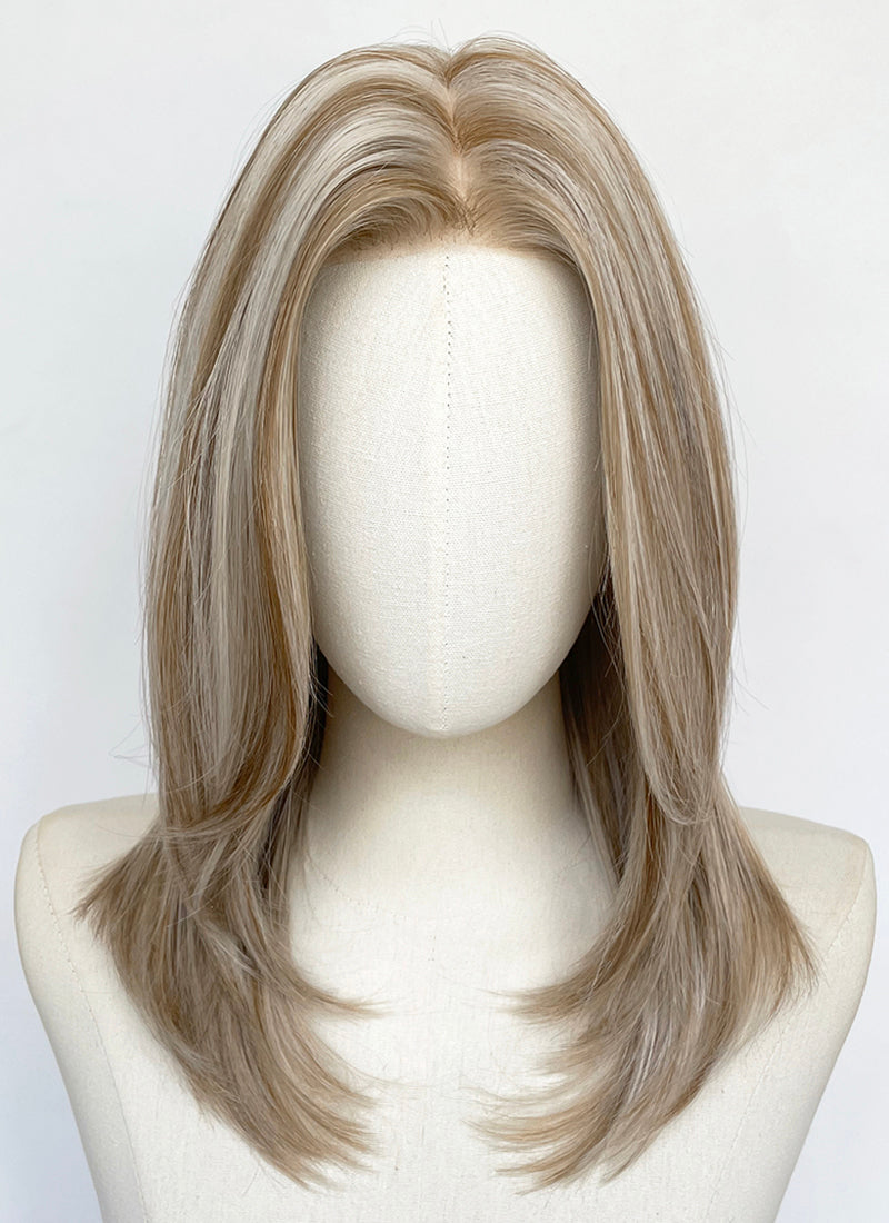 Mixed Blonde Straight Mono Top Kanekalon Lace Wig MN027