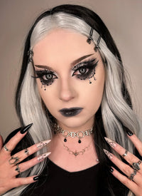 Black and Grey Money Piece Wavy Lace Front Synthetic Wig LF3298