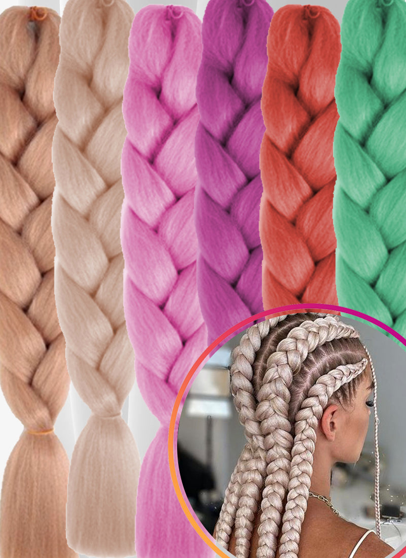 24 Festival Jumbo Braiding Synthetic Hair Extensions - Single Colors