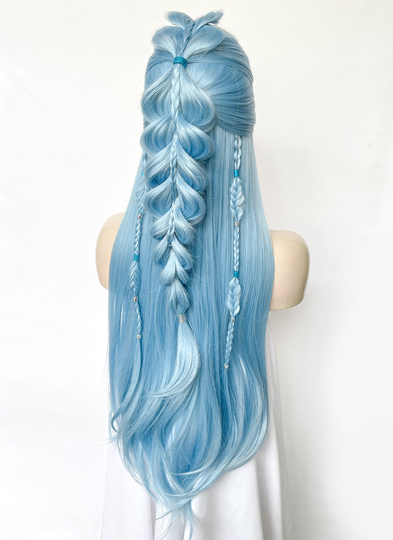 Pastel Blue Braided Lace Front Synthetic Wig LF2505