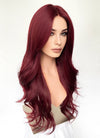 Burgundy Red Curtain Bangs Wavy Lace Front Synthetic Hair Wig LF3340