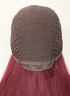 Burgundy Red Curtain Bangs Wavy Lace Front Synthetic Hair Wig LF3340