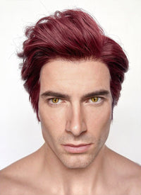 Good Omens Crowley Burgundy Red Straight Lace Front Synthetic Men's Wig LF6045