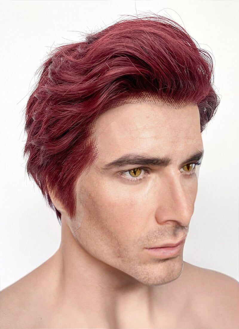 Good Omens Crowley Burgundy Red Straight Lace Front Synthetic Men's Wig LF6045