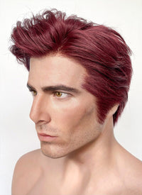 Good Omens Crowley Burgundy Red Straight Lace Front Synthetic Men's Wig LF6045