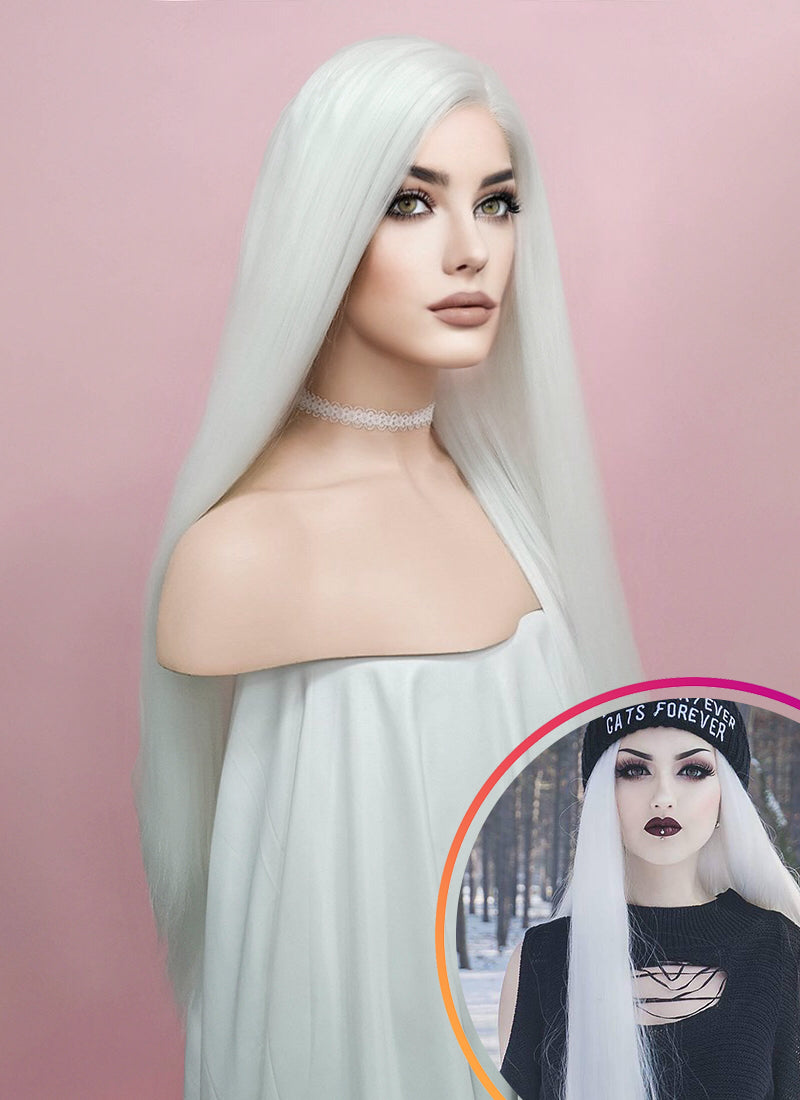 White synthetic lace front wig hotsell