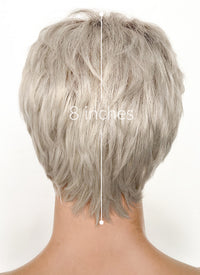 Ash Blonde With Dark Roots Straight Pixie Synthetic Men's Hair Wig NS424