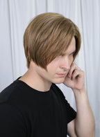 Resident Evil 4 Leon S. Kennedy Brunette Blonde Straight Lace Front Kanekalon Synthetic Men's Wig LF6009