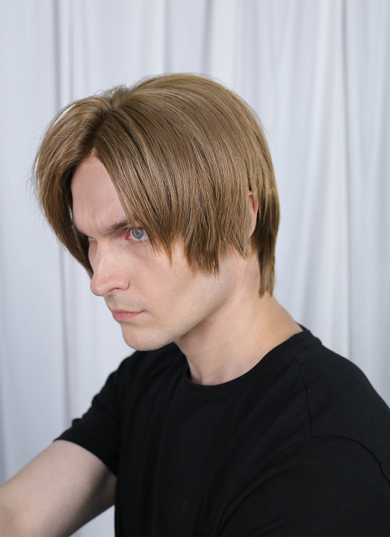 Resident Evil 4 Leon S. Kennedy Brunette Blonde Straight Lace Front Kanekalon Synthetic Men's Wig LF6009