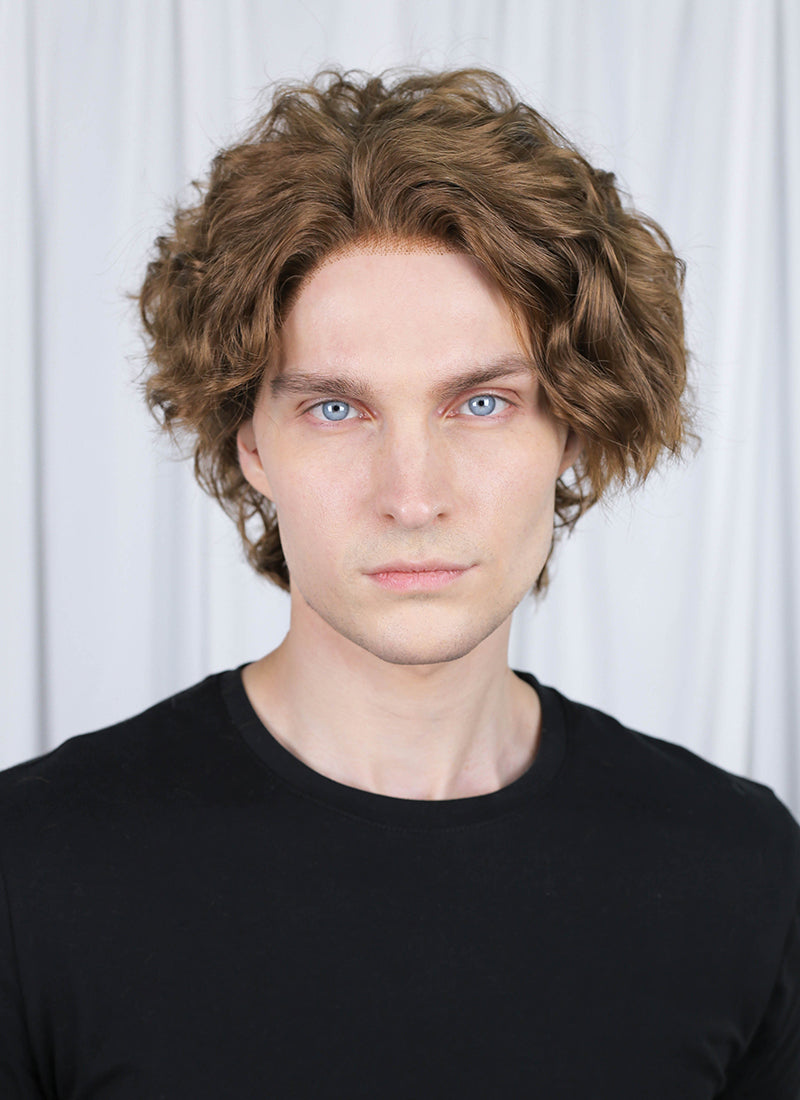 Brown Curly Lace Front Synthetic Men's Hair Wig LF8054