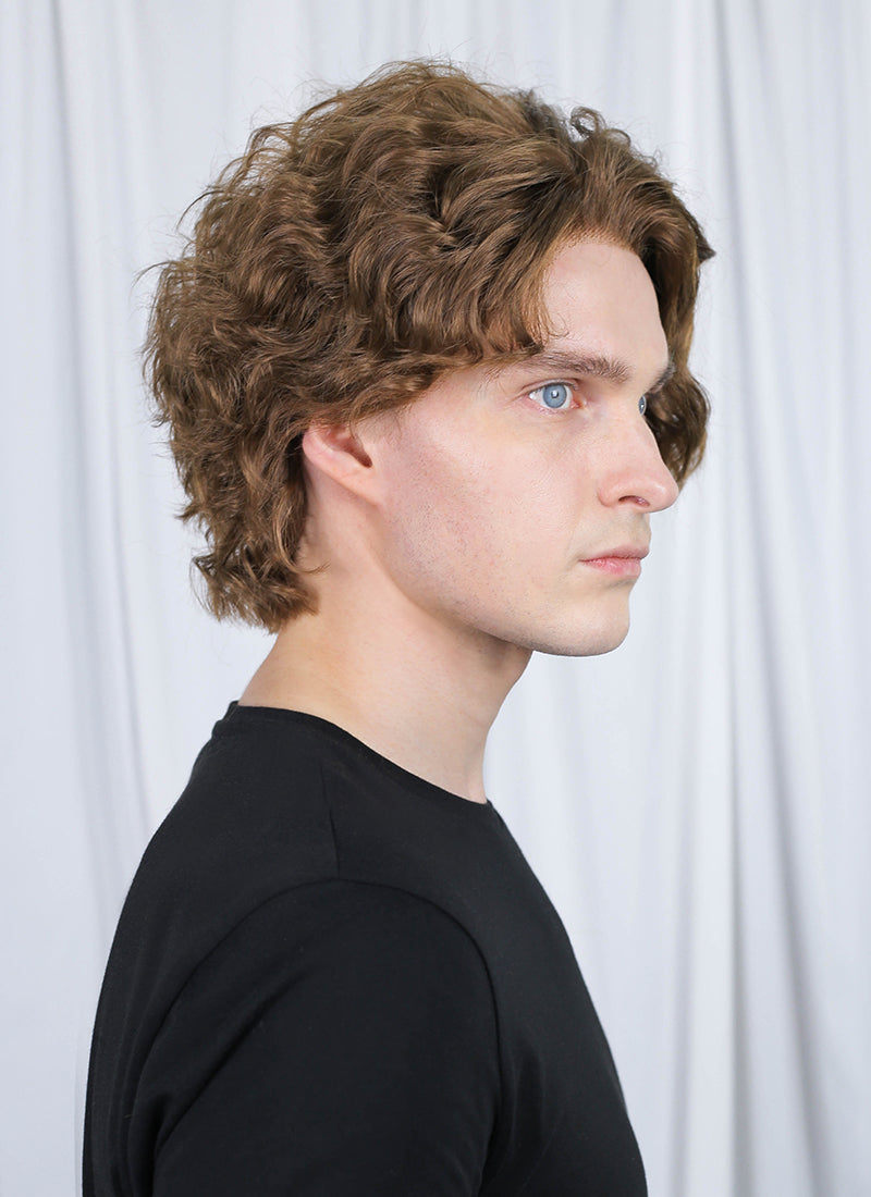 Brown Curly Lace Front Synthetic Men's Hair Wig LF8054