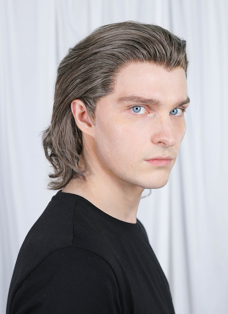 Mixed Brown Wavy Lace Front Synthetic Men's Hair Wig LFK5562
