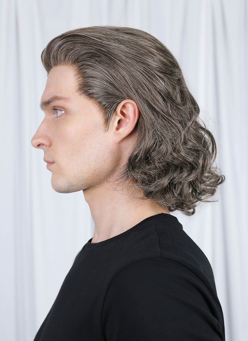Mixed Brown Wavy Lace Front Synthetic Men's Hair Wig LFK5562
