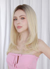 Blonde With Dark Roots Straight Bob Mono Top Lace Wig MN015