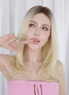 Blonde With Dark Roots Straight Bob Mono Top Lace Wig MN015