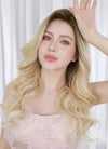 Blonde With Dark Roots Wavy Mono Top Lace Wig MN016