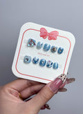 Blue Little Mermaid Magic Coffin Handmade Children's Press-On Nails Kid NF035C