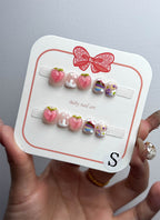 Pink Peach Sweet Blossom Coffin Handmade Children's Press-On Nails Kid NF036C