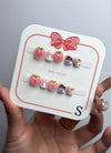 Pink Peach Sweet Blossom Coffin Handmade Children's Press-On Nails Kid NF036C