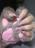Hyper-Realistic Cat Claw Pink Square Handmade Press-On Nails NF057