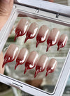 Nude-to-Wine Ombre Cat Claw Sultry Oval Handmade Press-On Nails NF059