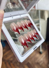 Nude-to-Wine Ombre Cat Claw Sultry Oval Handmade Press-On Nails NF059