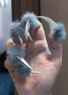 Frost Blue Furry 3D Wolf Cat Claws Handmade Press-On Nails NF074