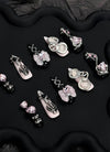 Edgy & Chic Almond Handmade Press-On Nails with Gothic Elegance NF084