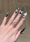 Edgy & Chic Almond Handmade Press-On Nails with Gothic Elegance NF084