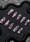 Pink with Gothic Spider Almond Handmade Press-On Nails NF087