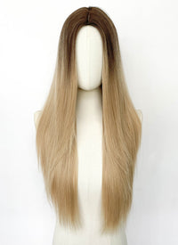 Blonde With Dark Roots Straight Synthetic Wig CSX069